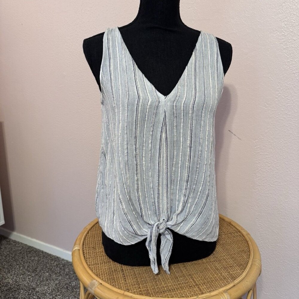 Ese O Ese Women’s Beach Vibes Blue Striped Tank Top Size Medium